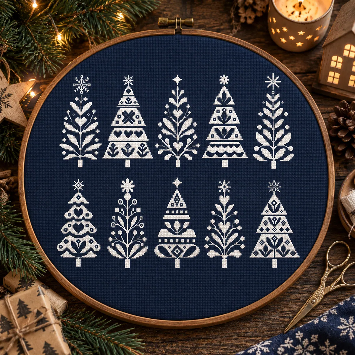 Preview 2 of 10 Nordic Christmas Trees Set