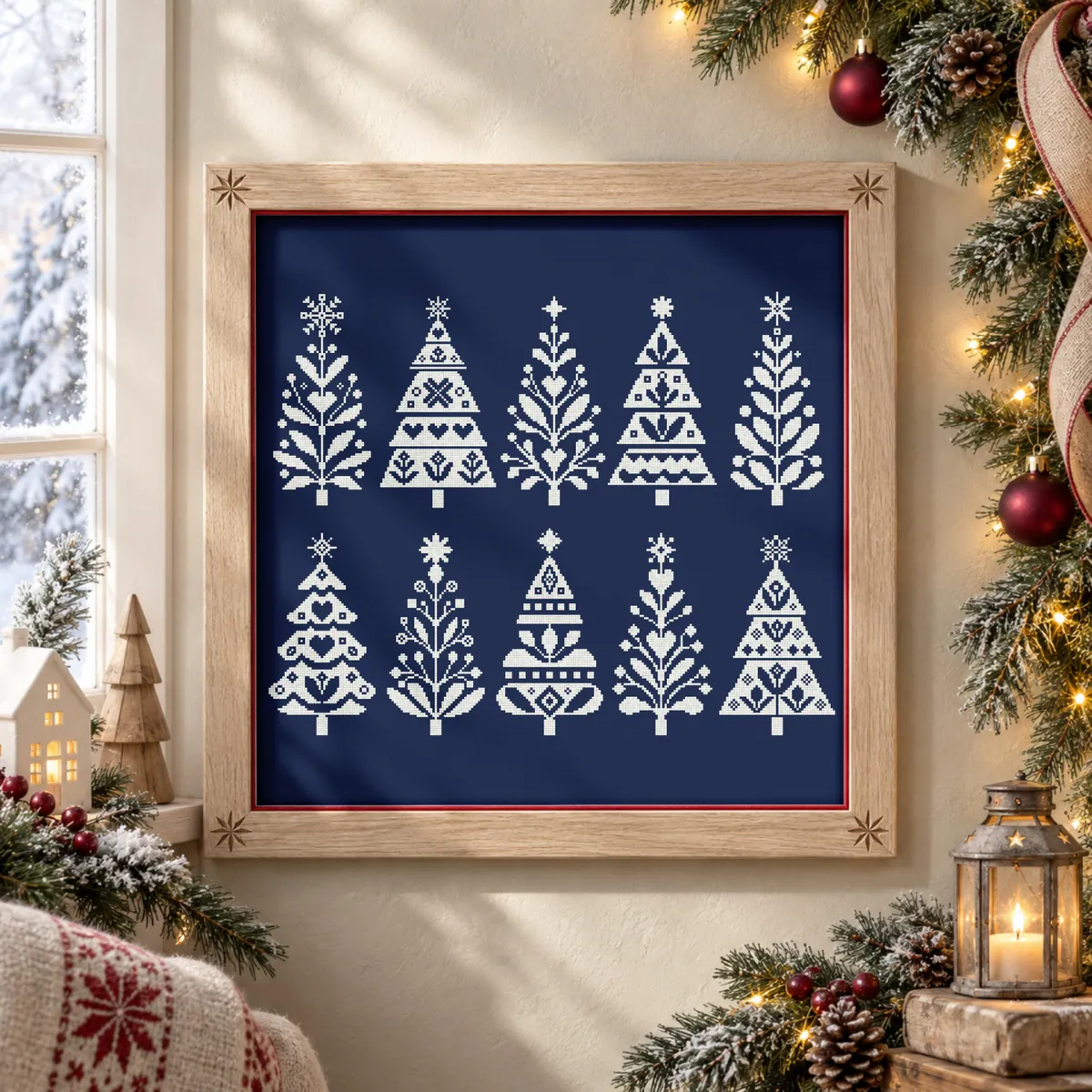 Preview 3 of 10 Nordic Christmas Trees Set