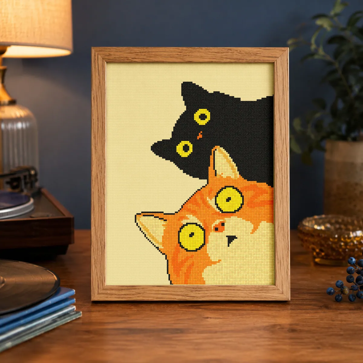2 cats staring — counted cross-stitch pattern by Stitch Jam Studio