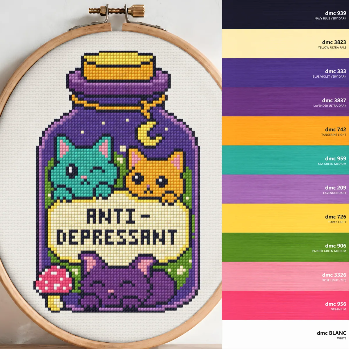 Antidepressant — counted cross-stitch pattern by Stitch Jam Studio