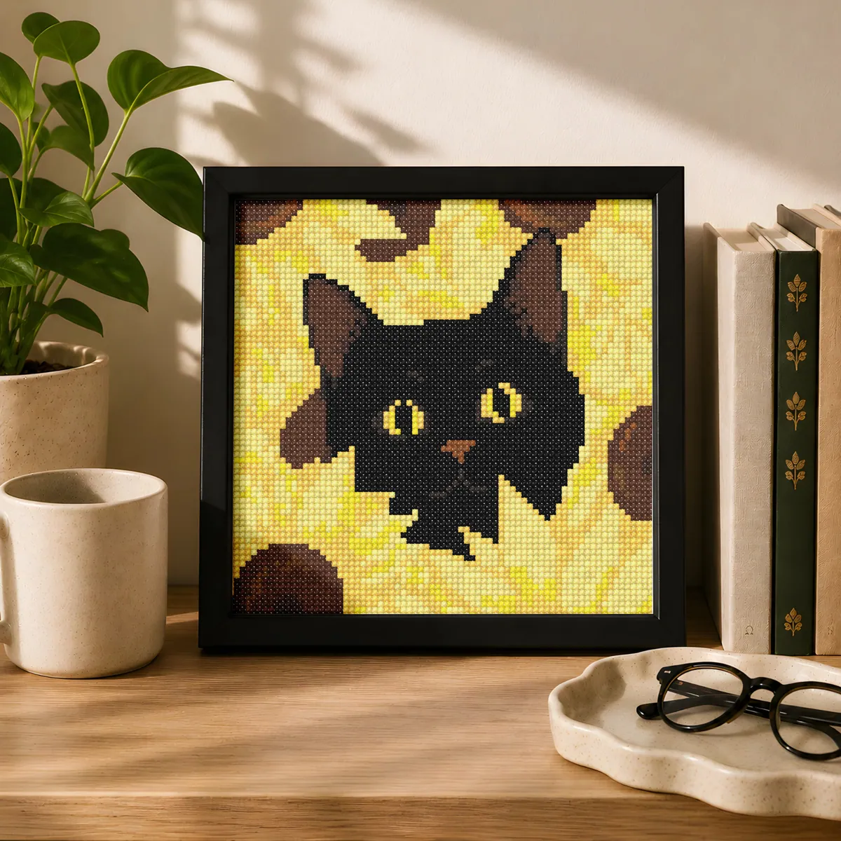 Preview 2 of Black cat in sunflowers