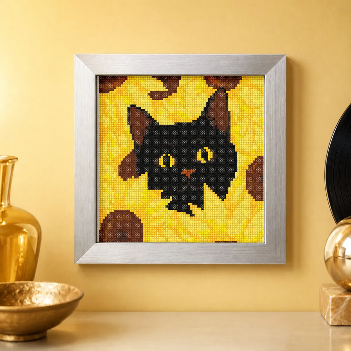Preview 3 of Black cat in sunflowers
