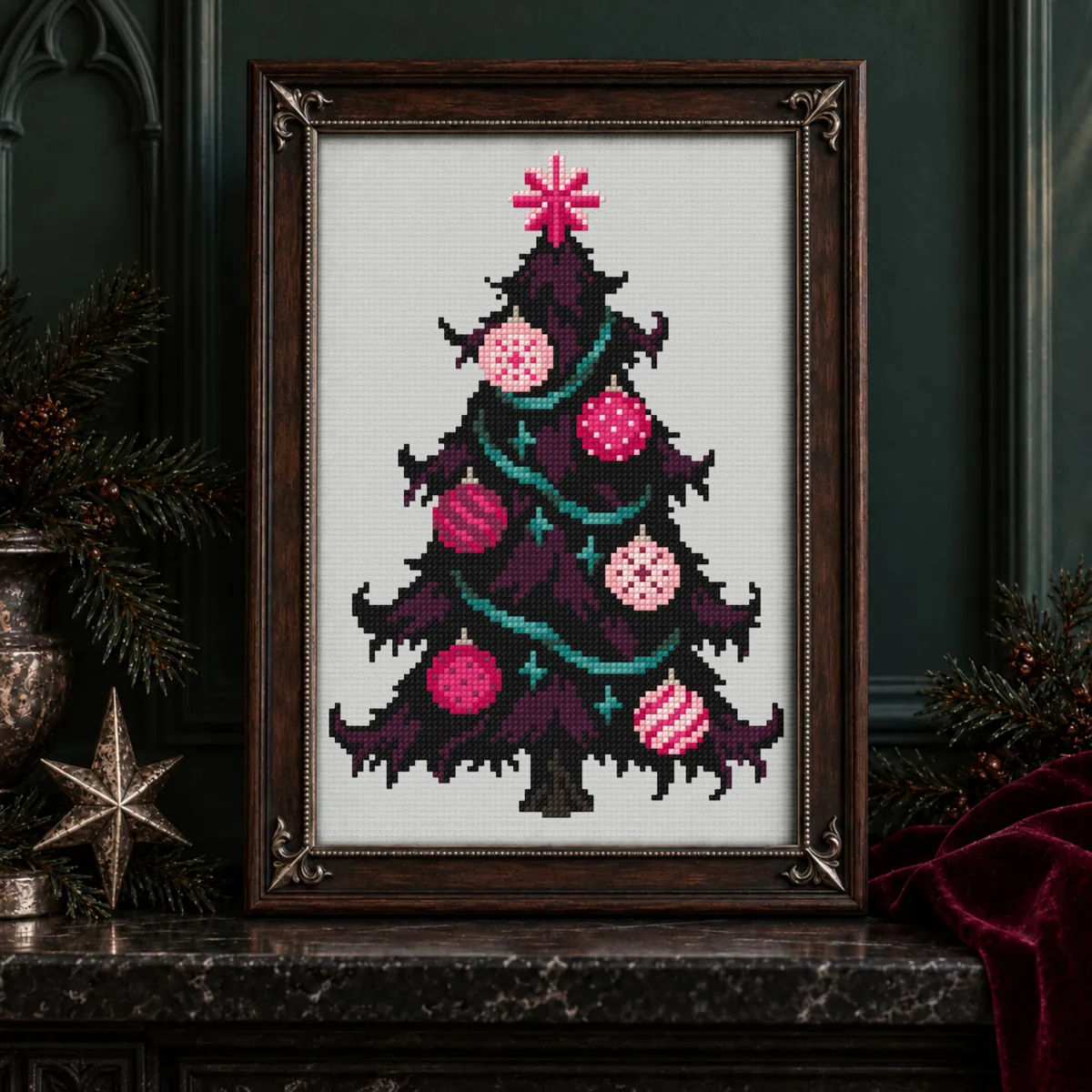 Stitch Jam Studio counted cross-stitch pattern: Black Christmas Tree