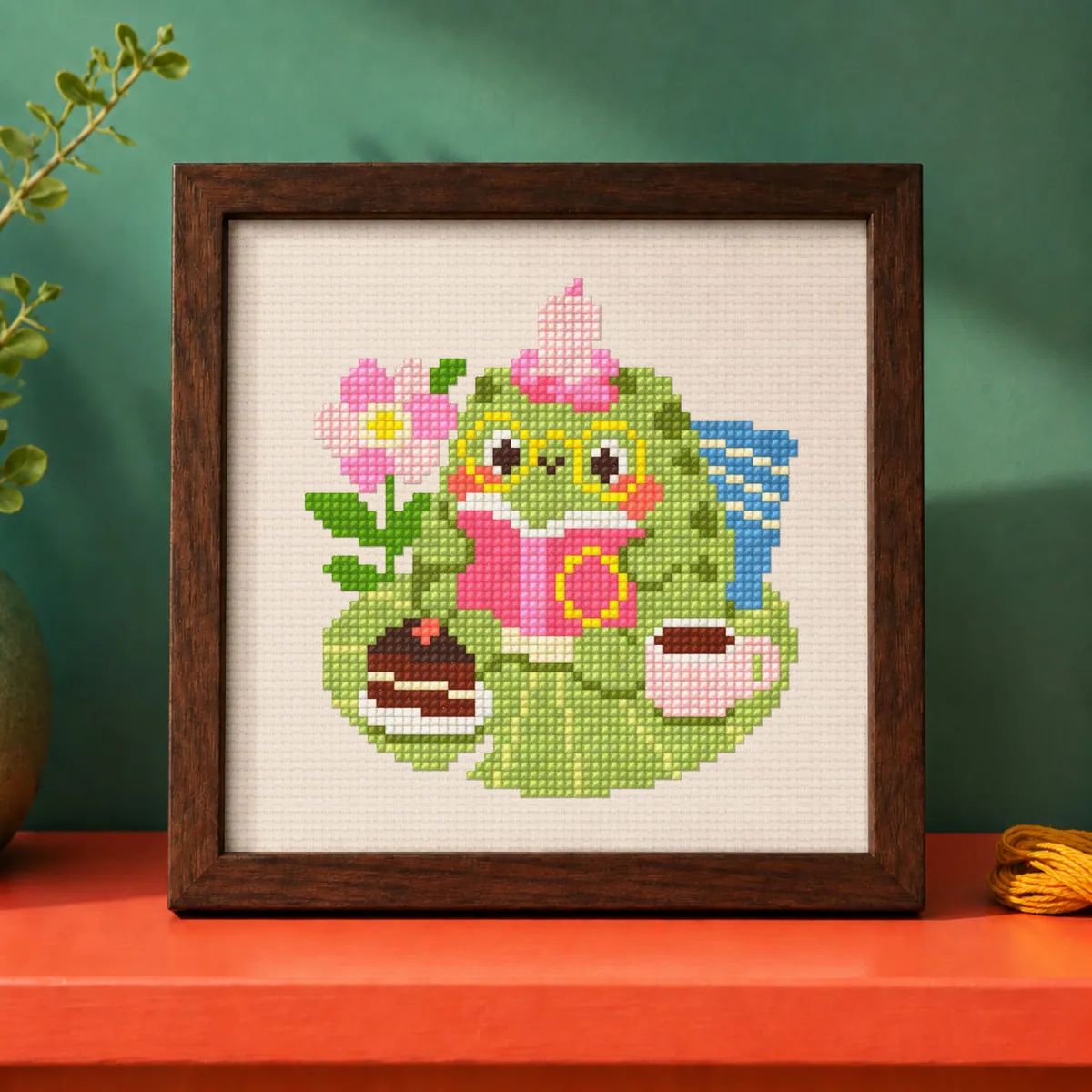 Stitch Jam Studio counted cross-stitch pattern: Bookish frog