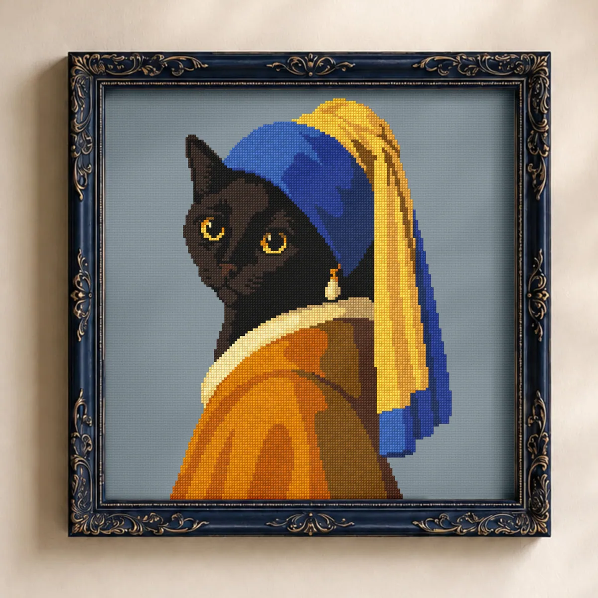 Stitch Jam Studio counted cross-stitch pattern: Cat with a Pearl Earring