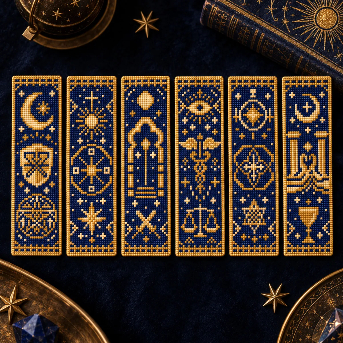Stitch Jam Studio counted cross-stitch pattern: Celestial Arcana Bookmarks