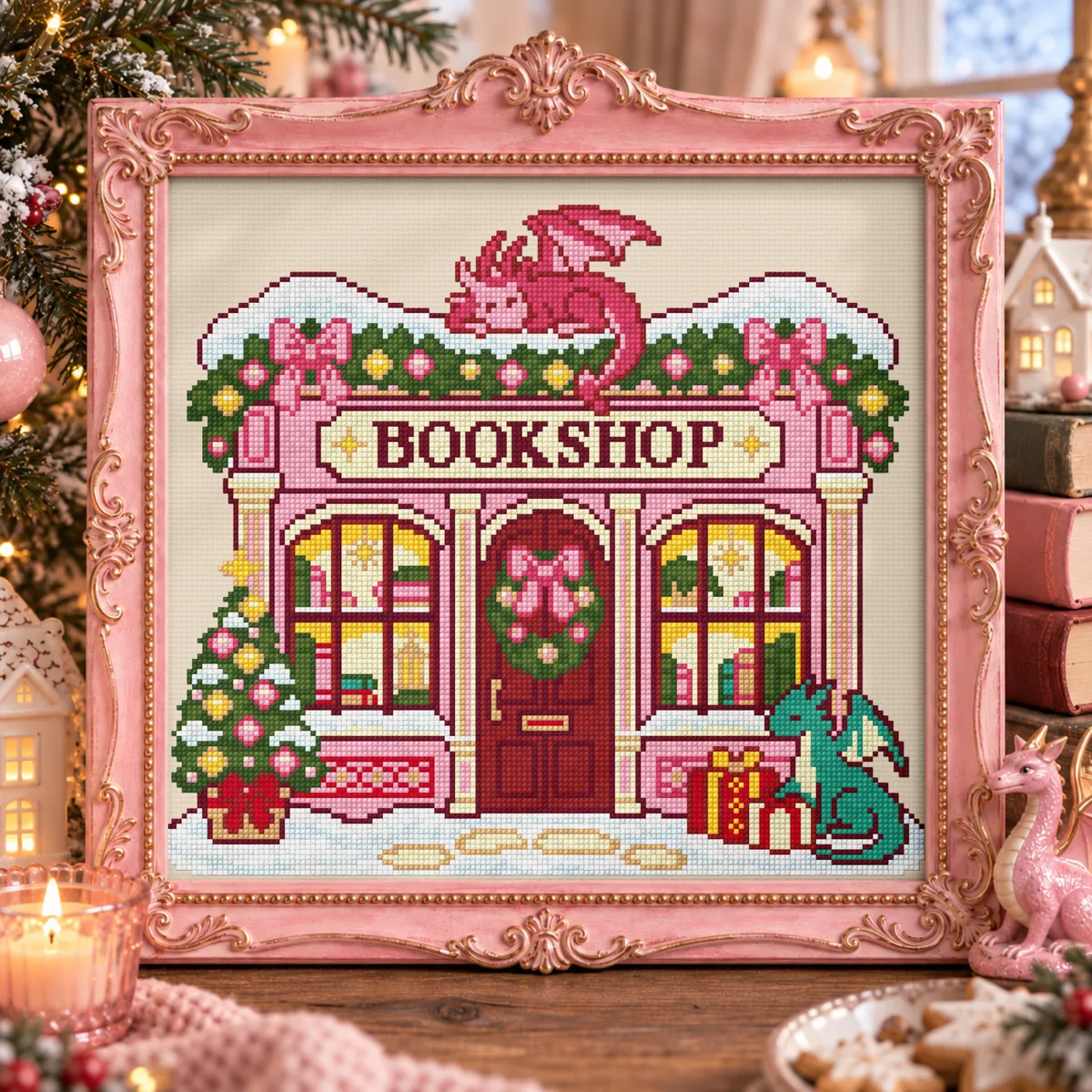 Preview 2 of Christmas fantasy dragons book shop