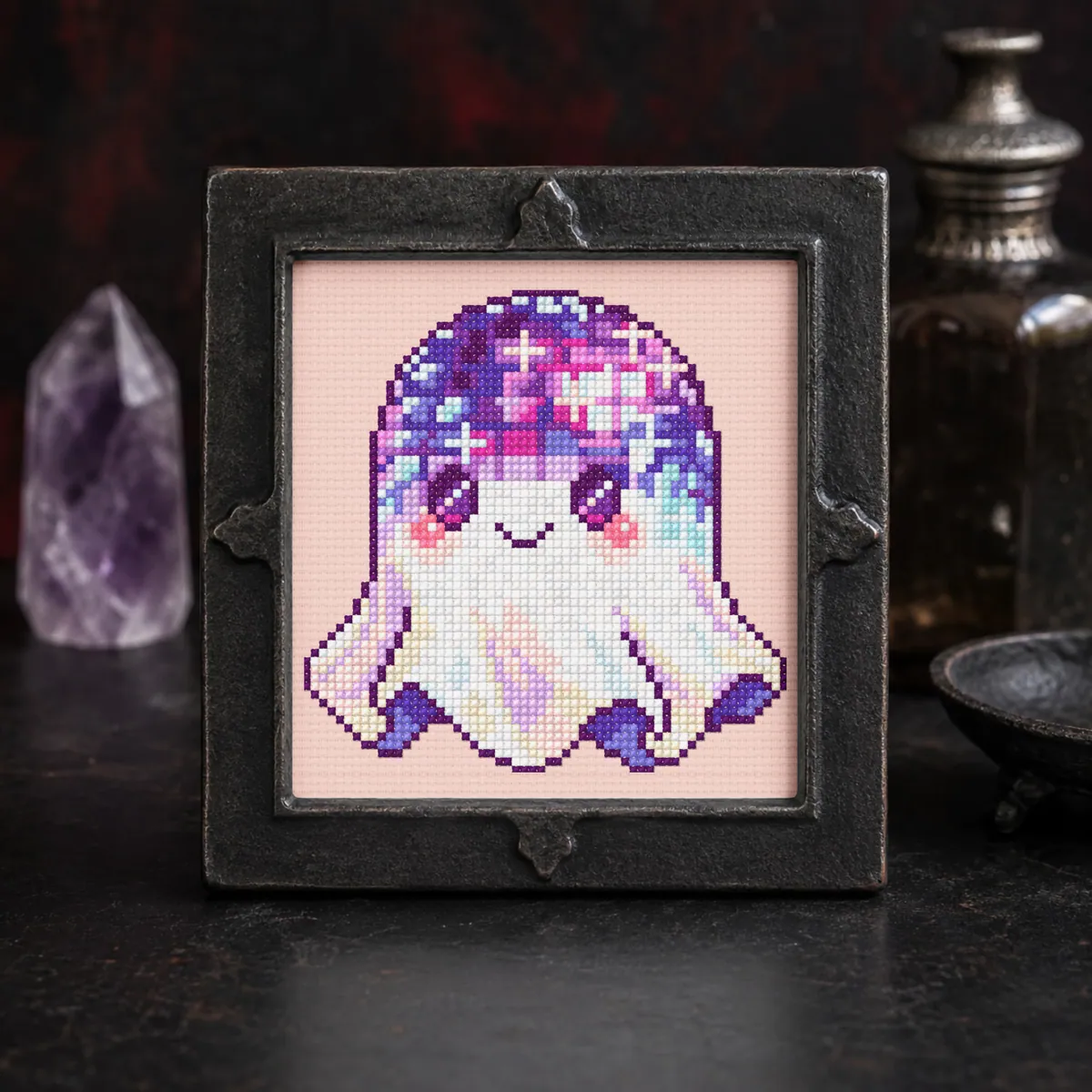 Stitch Jam Studio counted cross-stitch pattern: Disco Ball Ghost