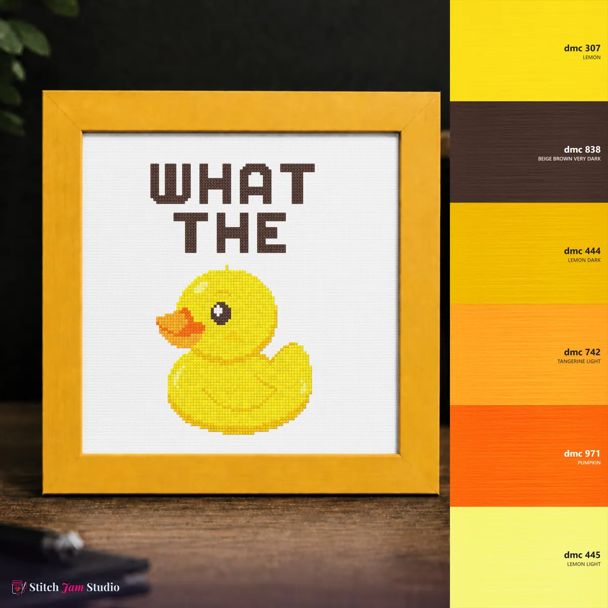 Duck WHAT THE — counted cross-stitch pattern by Stitch Jam Studio