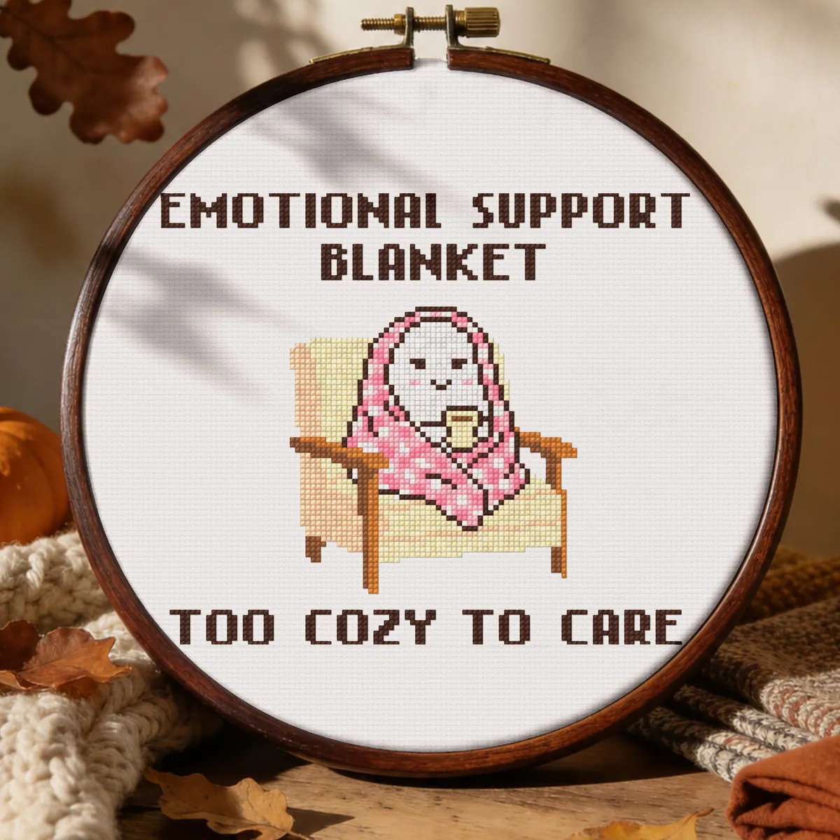 Emotional support blanket — counted cross-stitch pattern by Stitch Jam Studio