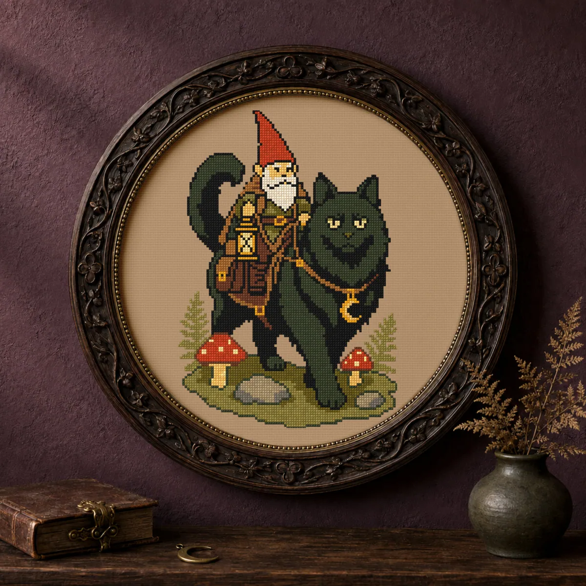 Preview 2 of Fantasy Gnome and a Black Cat