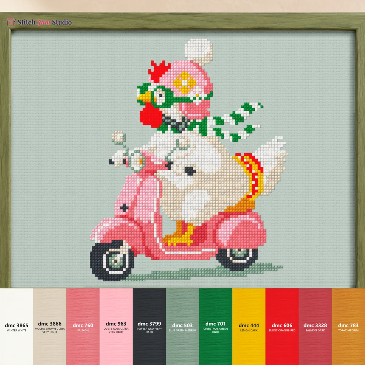 Preview 3 of Funny chicken in a pink helmet