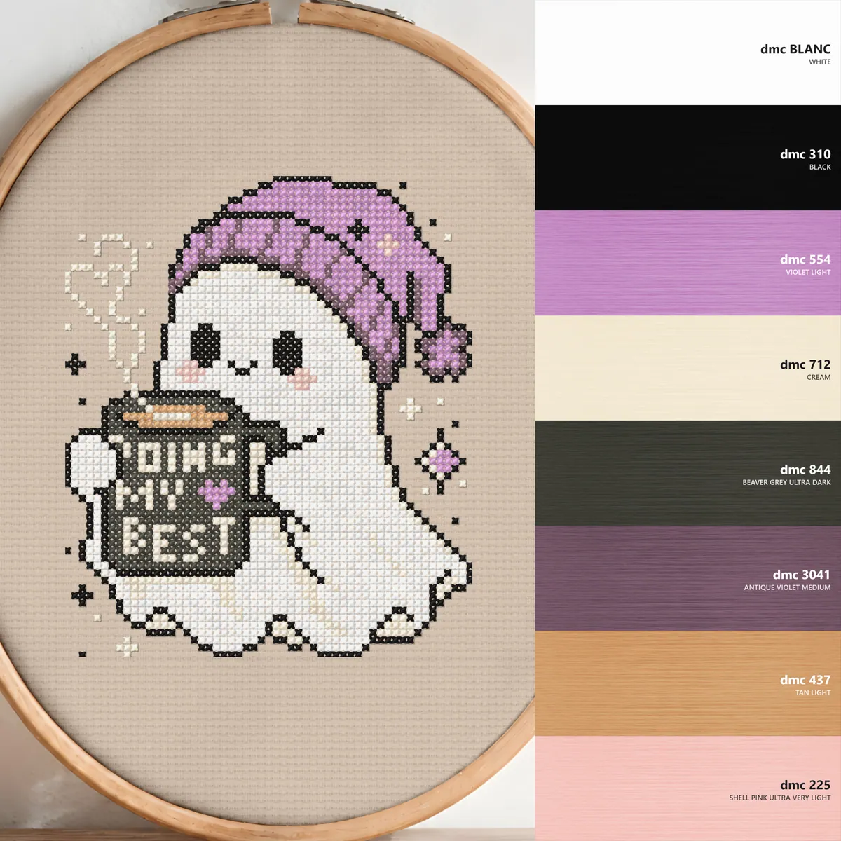 Ghost "Doing My Best" — counted cross-stitch pattern by Stitch Jam Studio