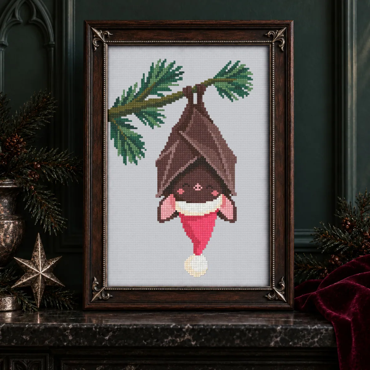 Stitch Jam Studio counted cross-stitch pattern: Gothic Christmas - Santa Bat