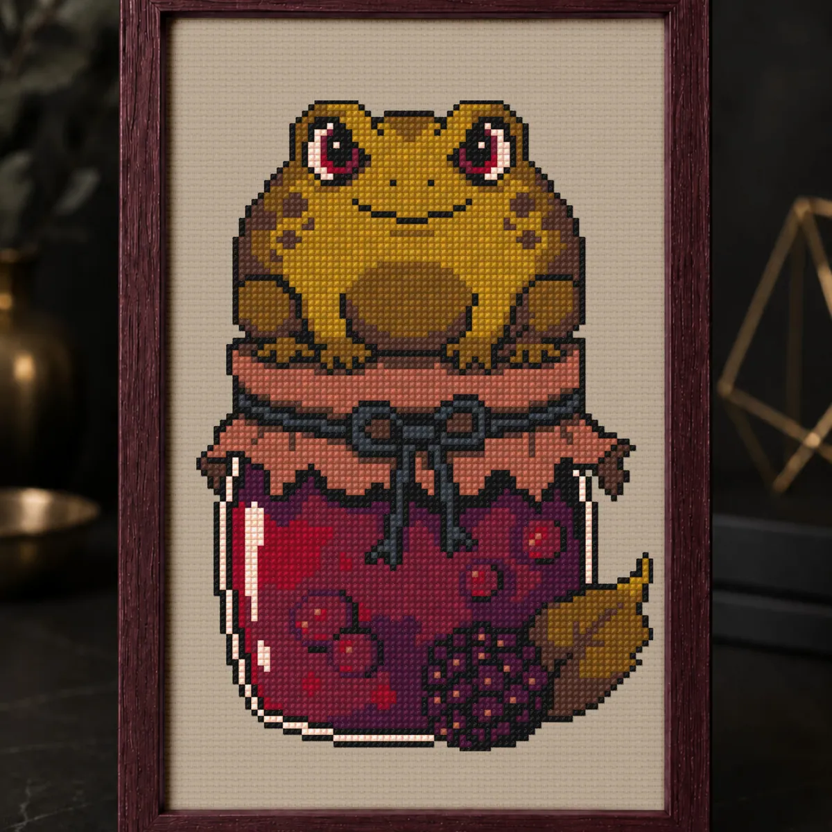 Stitch Jam Studio counted cross-stitch pattern: Gothic Toad on Jam Jar