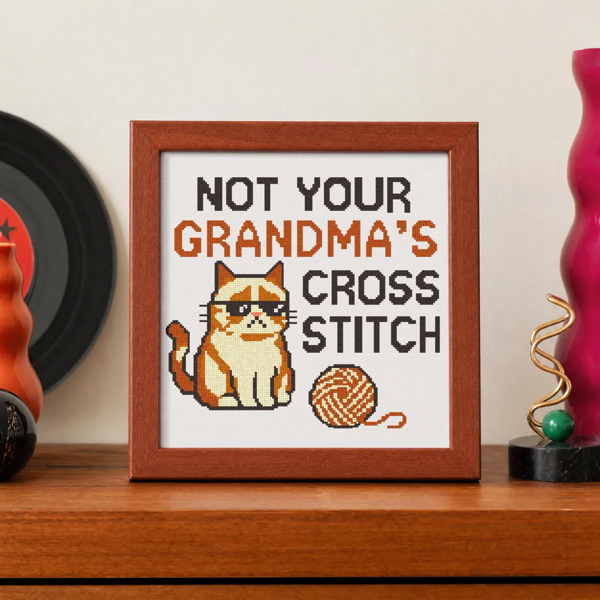 Grumpy cat — counted cross-stitch pattern by Stitch Jam Studio