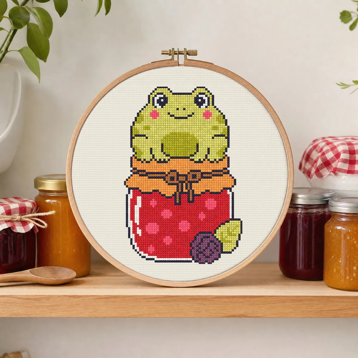 Jam Keeper Frog — counted cross-stitch pattern by Stitch Jam Studio