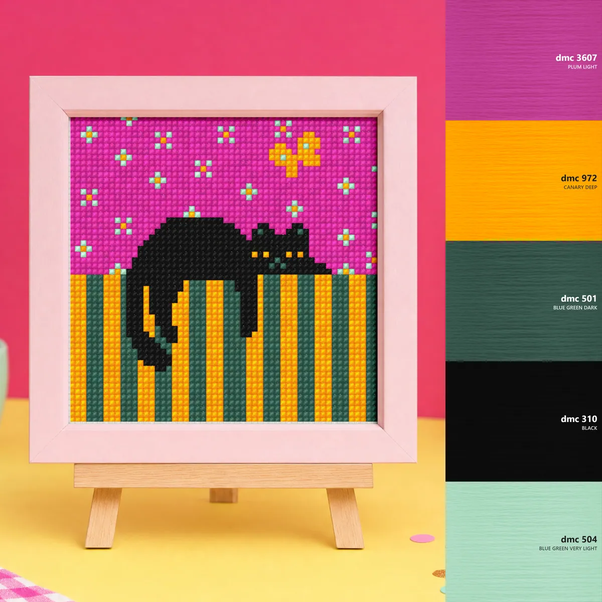 Lazy cat — counted cross-stitch pattern by Stitch Jam Studio