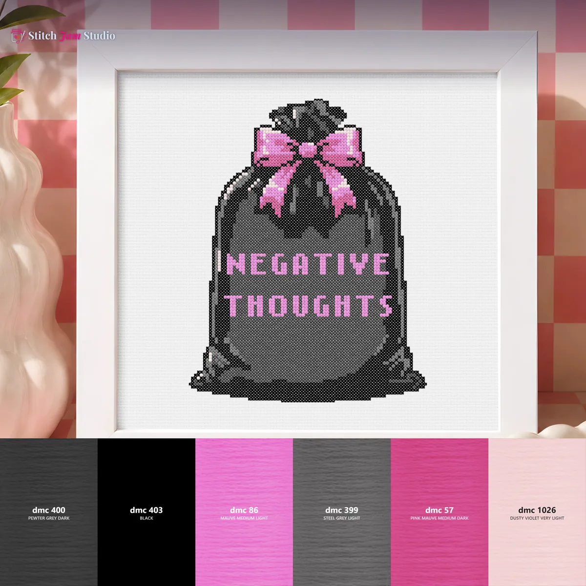Negative Thoughts — counted cross-stitch pattern by Stitch Jam Studio