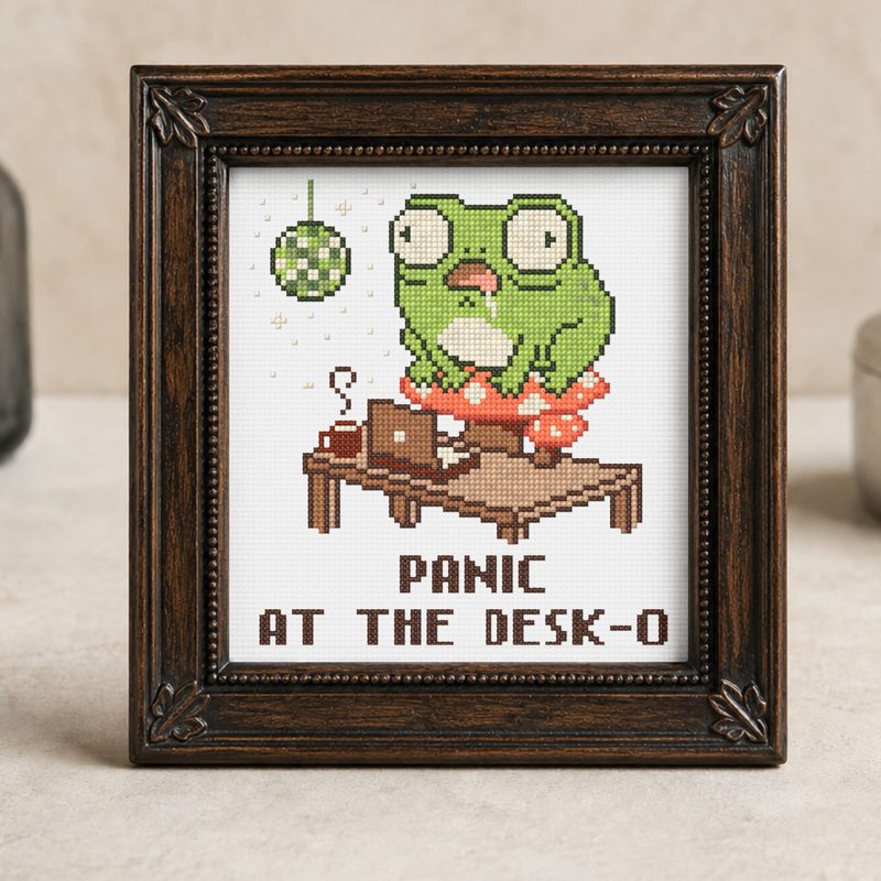 Panic! At the Desk-O — counted cross-stitch pattern by Stitch Jam Studio