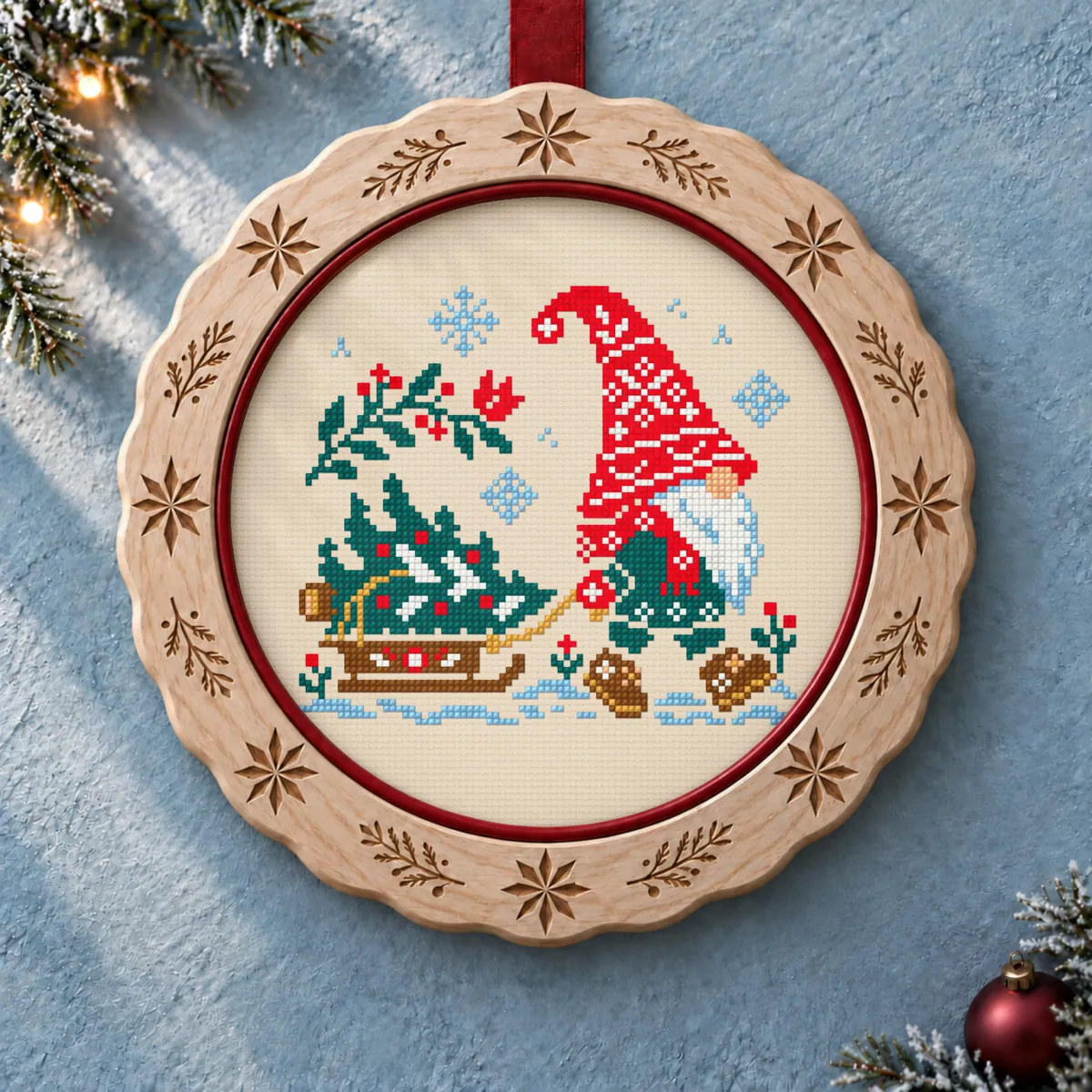 Preview 2 of Scandinavian Gnome with Sleigh and Christmas Tree