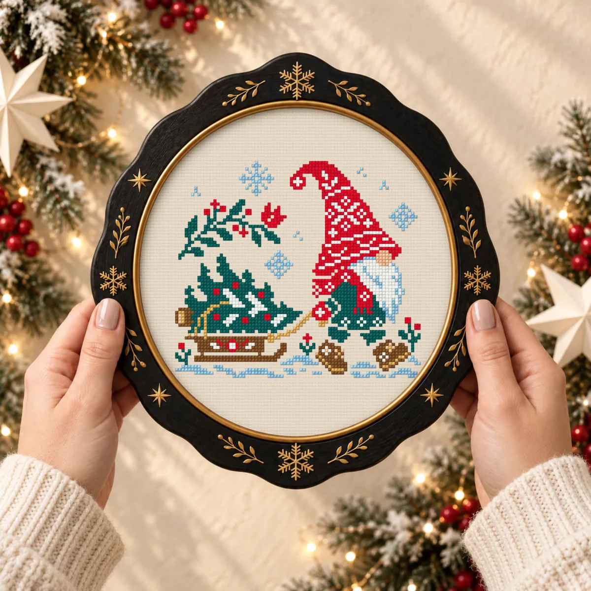 Preview 3 of Scandinavian Gnome with Sleigh and Christmas Tree