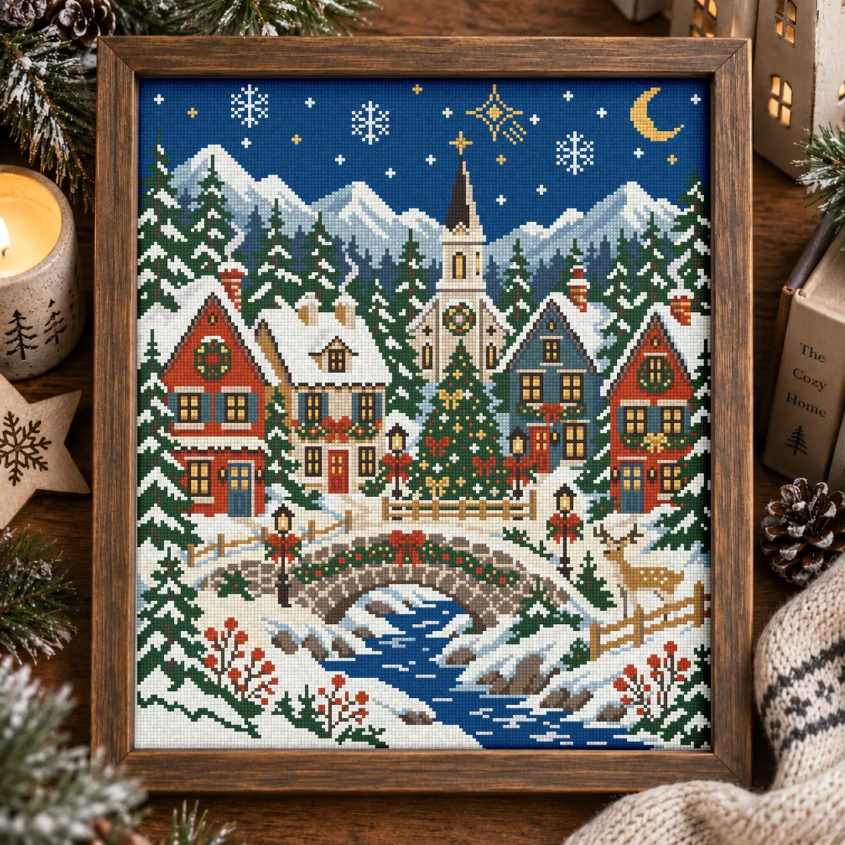 Stitch Jam Studio counted cross-stitch pattern: Silent Night Alpine Village