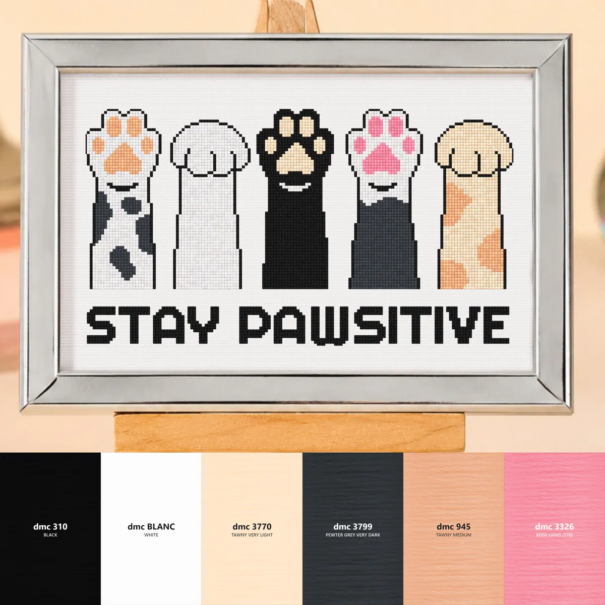 stay pawsitive — counted cross-stitch pattern by Stitch Jam Studio