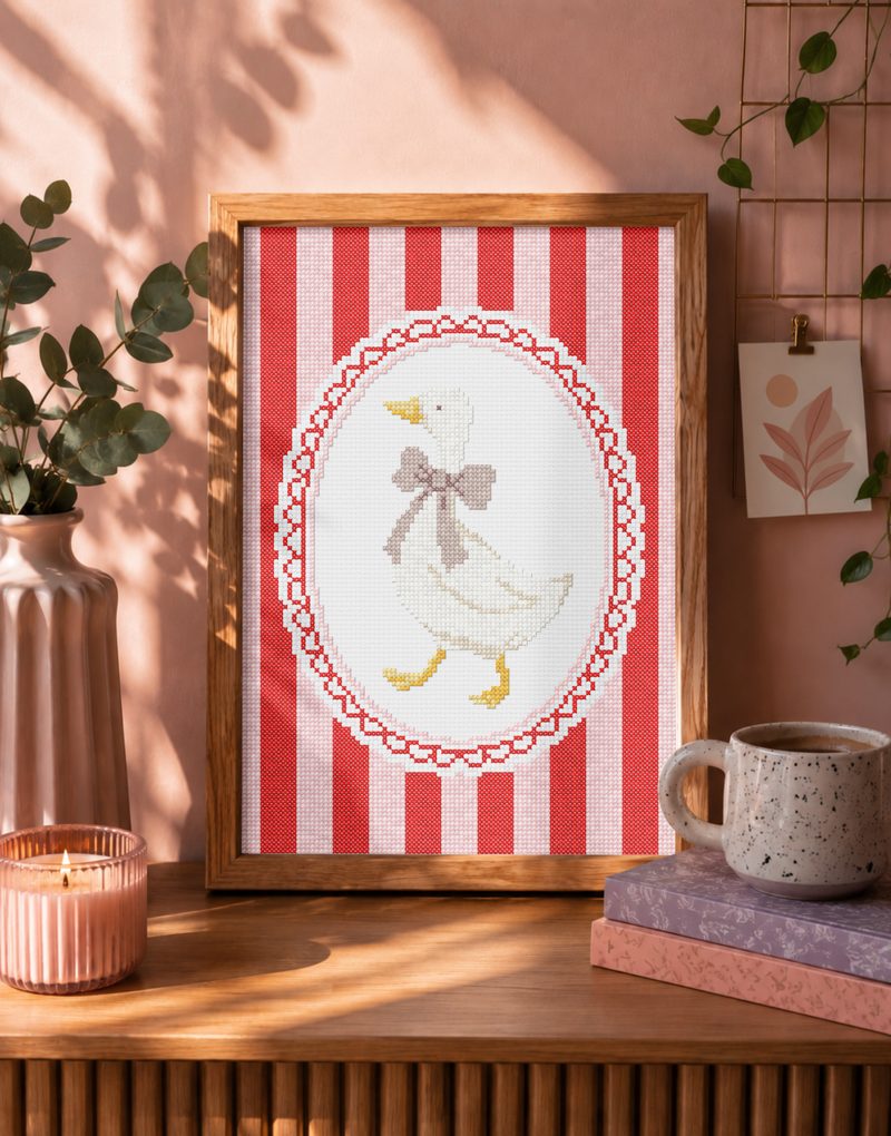 Goose with a Bow — counted cross-stitch pattern by Stitch Jam Studio