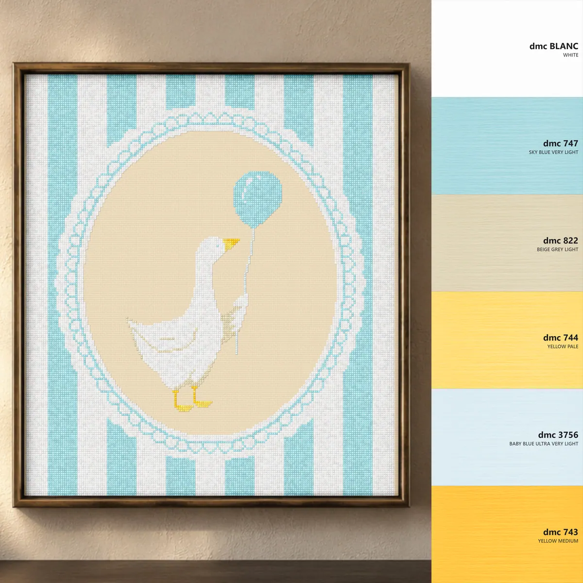 stroped goose with baloon — counted cross-stitch pattern by Stitch Jam Studio