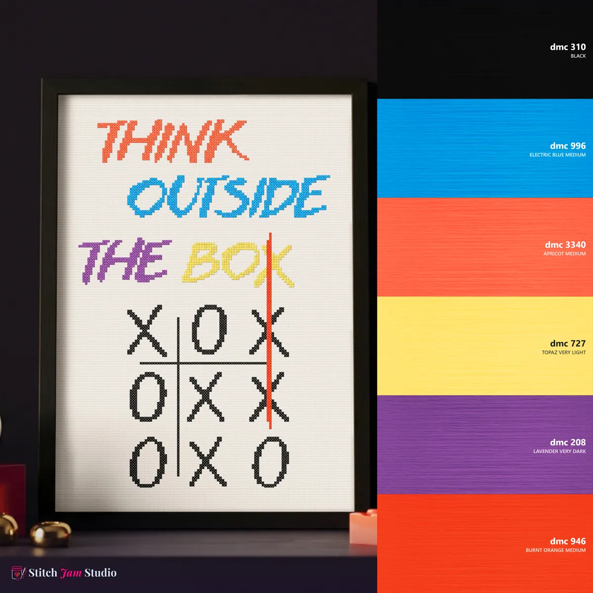 Think outside the box — counted cross-stitch pattern by Stitch Jam Studio