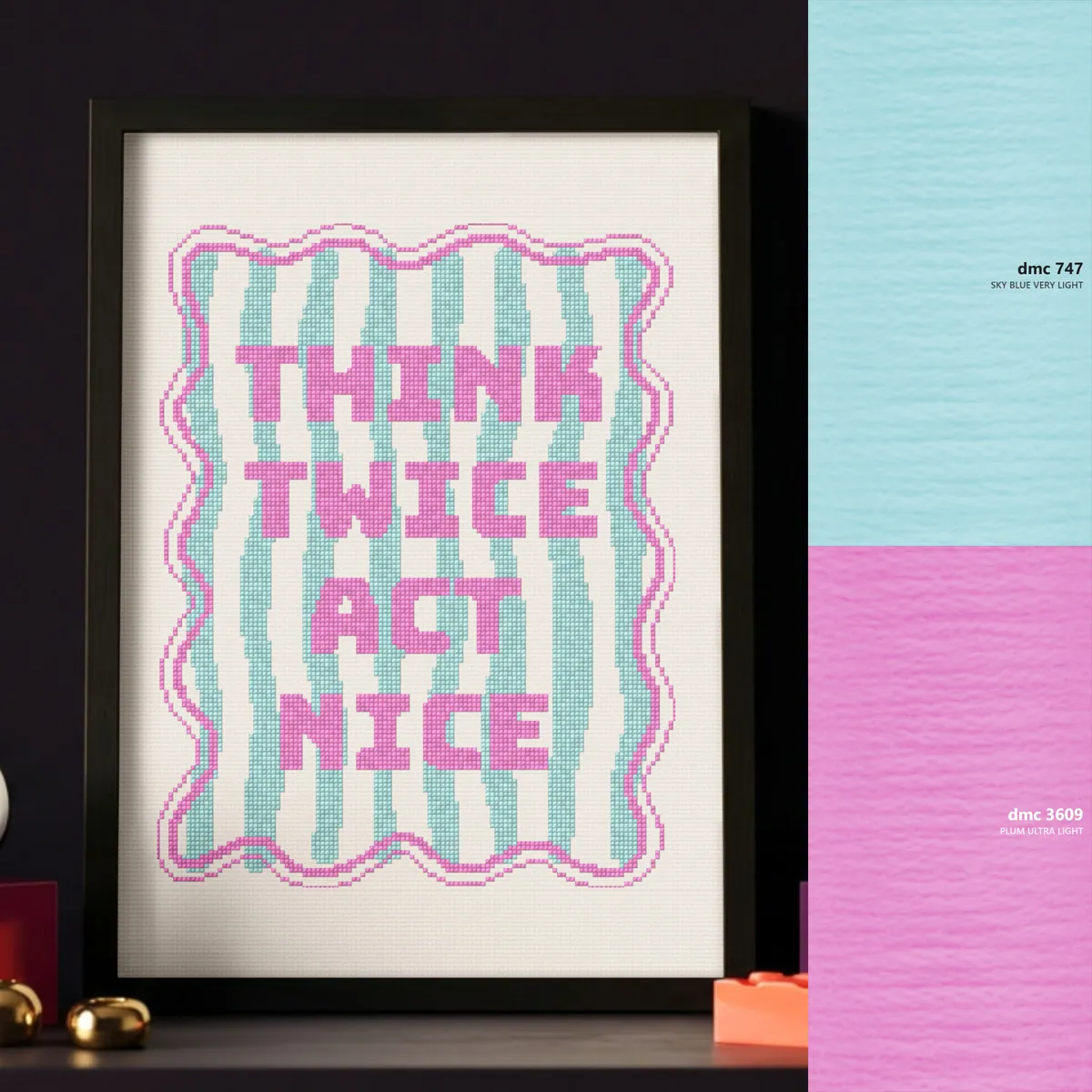 Think twice act nice — counted cross-stitch pattern by Stitch Jam Studio