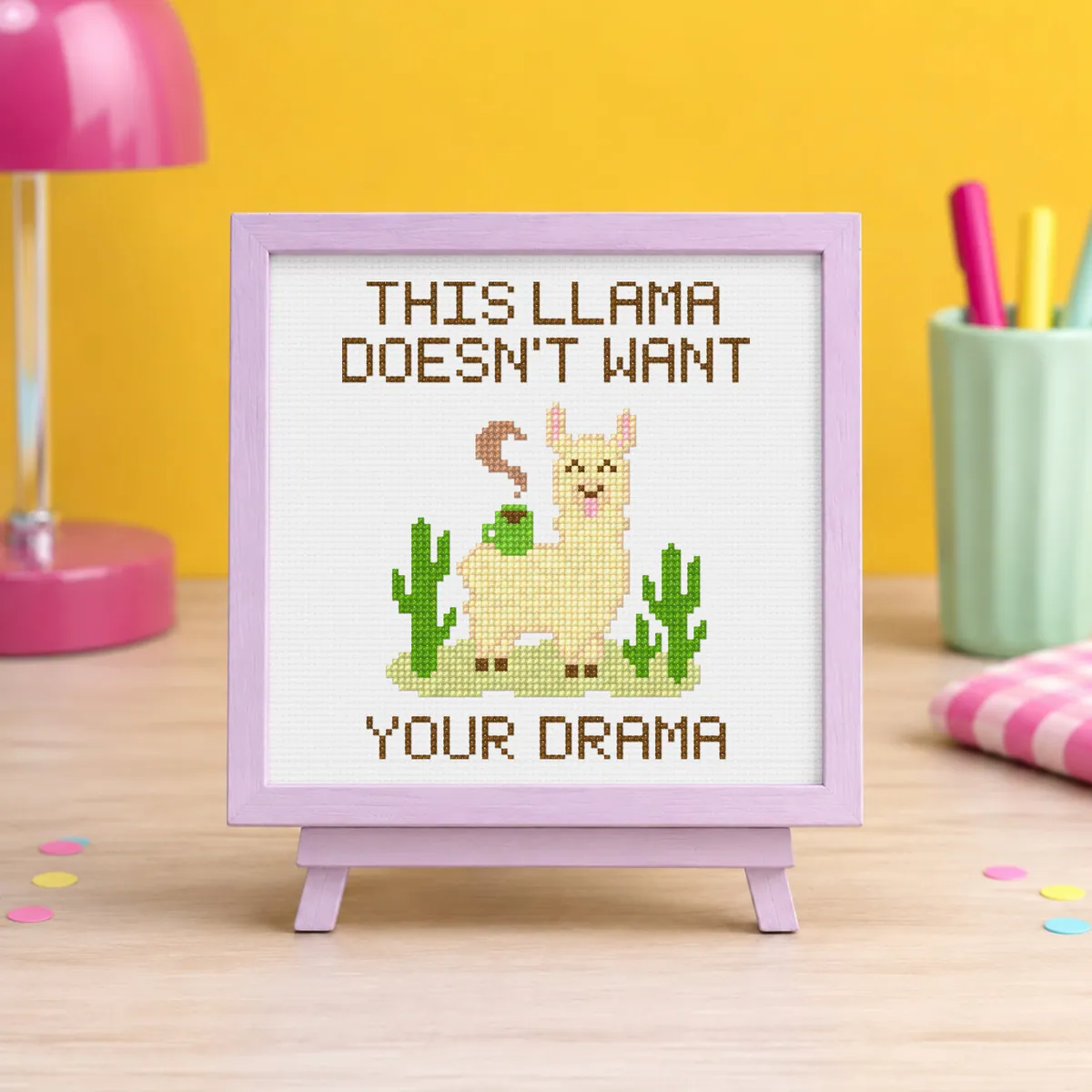 This Llama doesn't want your drama - small — counted cross-stitch pattern by Stitch Jam Studio