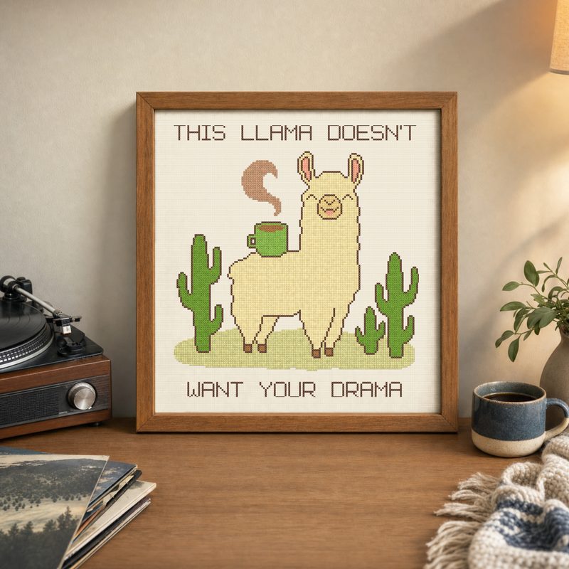 No Drama Llama — counted cross-stitch pattern by Stitch Jam Studio