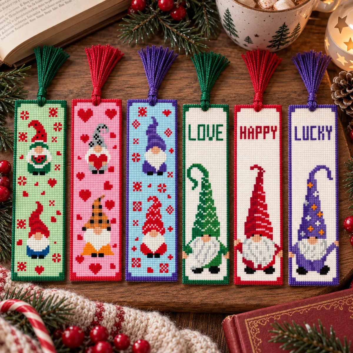 Stitch Jam Studio counted cross-stitch pattern: Whimsical Gnome Bookmarks